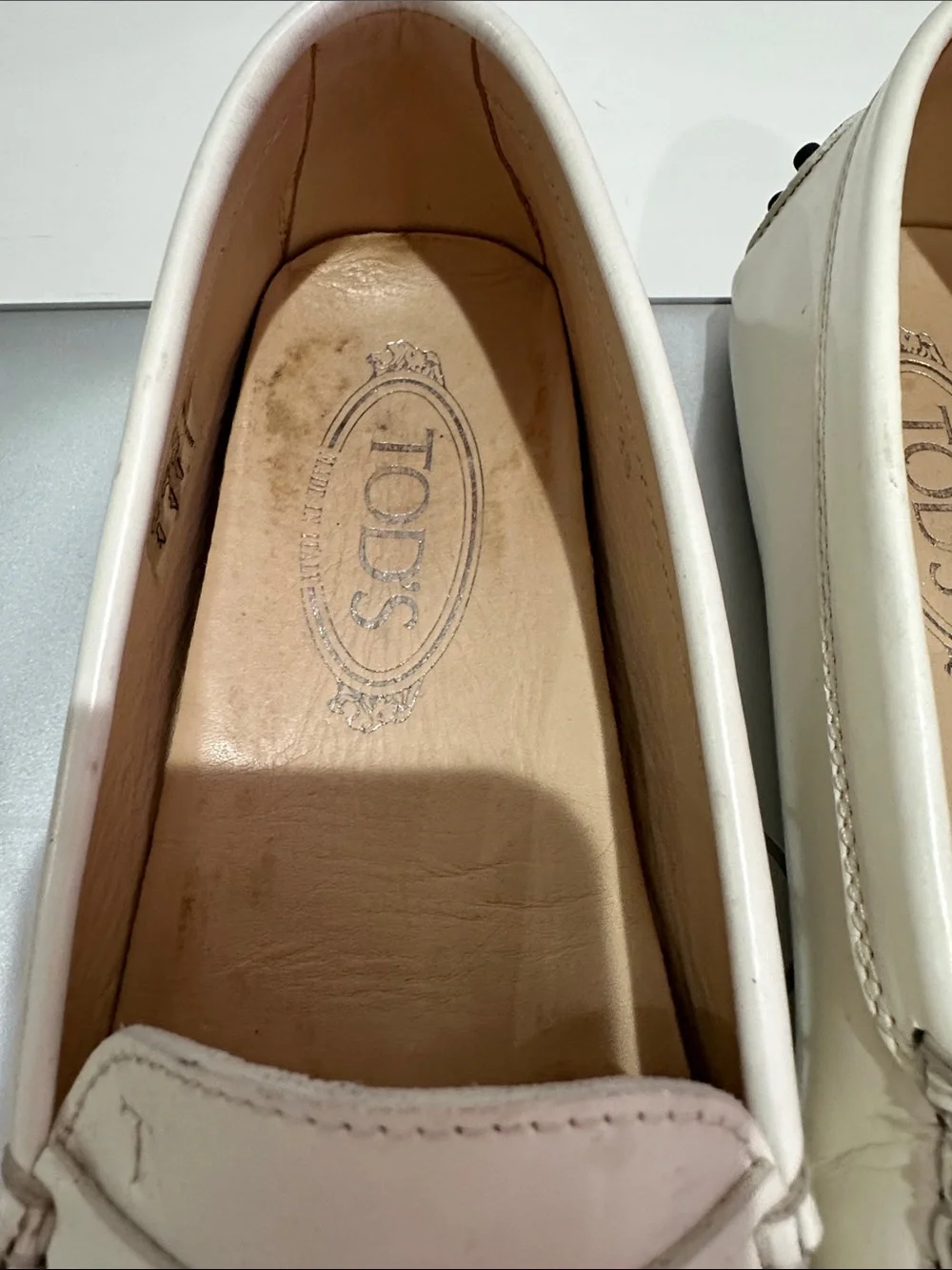 Tod's White Leather Penny Loafers